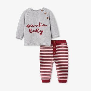 Elegant Baby Santa Baby Sweater + Pant Set